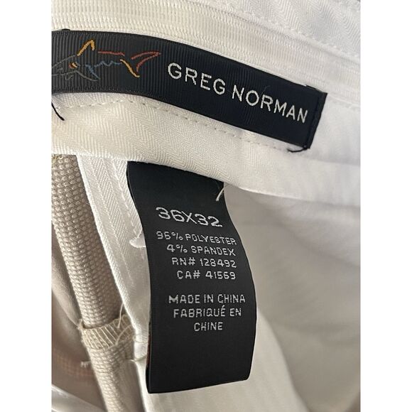 Greg Norman Pants Mens 36x32 Beige Tapred Leg Flat Front Performance Chino - Picture 7 of 10